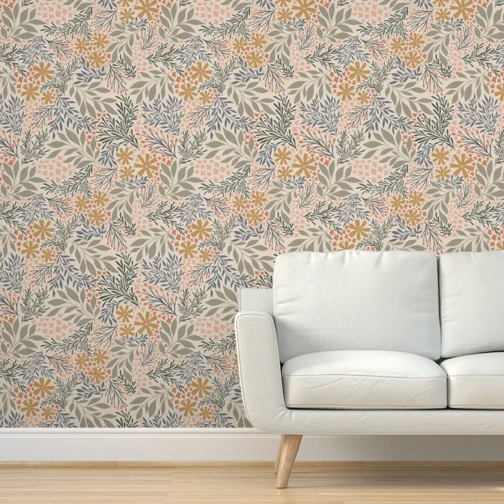 English Garden Floral Peel and Stick Wallpaper - Mustard Yellow product