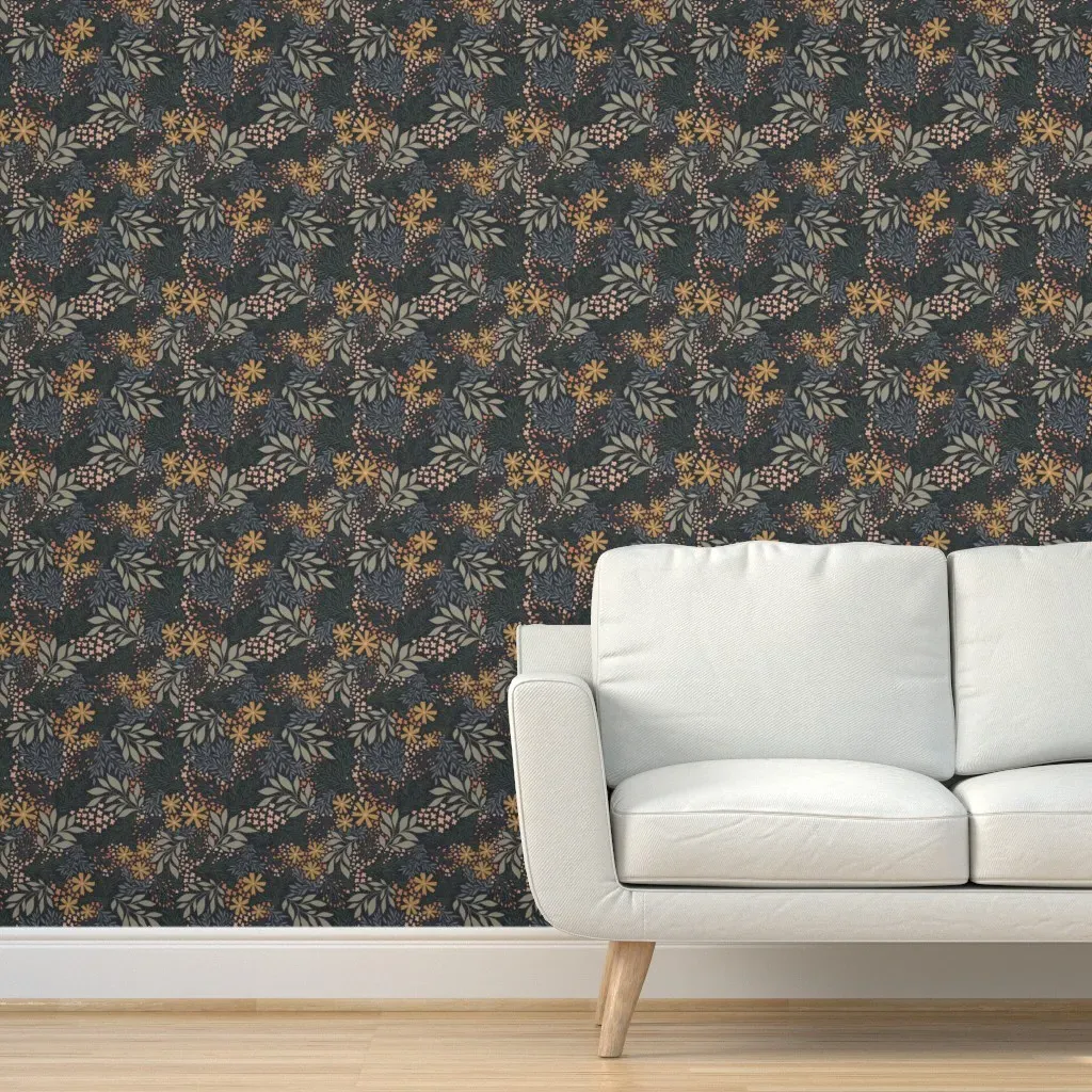 English Garden Floral Peel and Stick Wallpaper - Mustard Yellow product