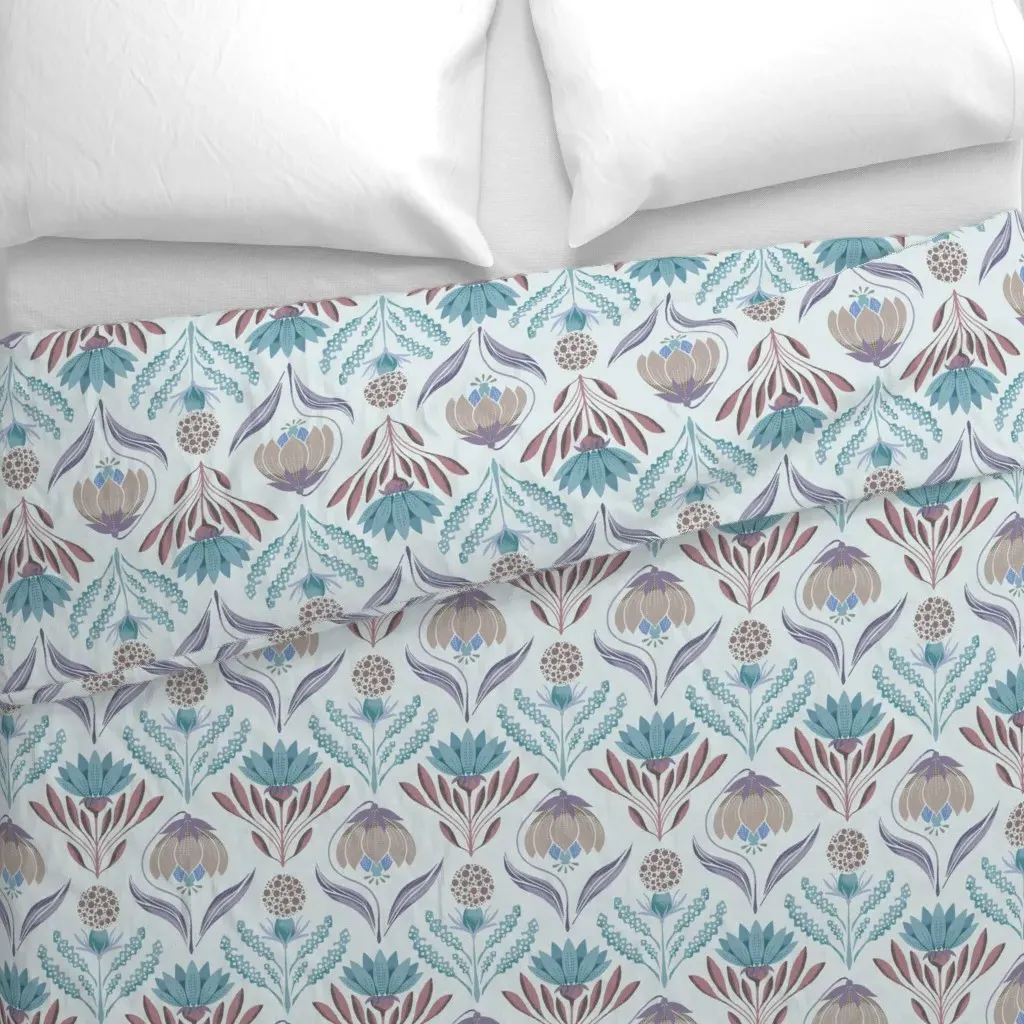 Enigmatic Blooms Duvet Cover - Dusty Blue alternate view