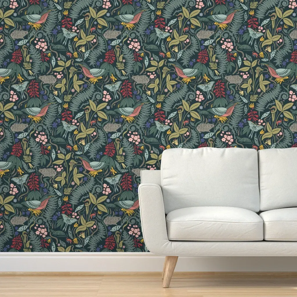 Eno River State Park Peel and Stick Wallpaper - Dark Teal product