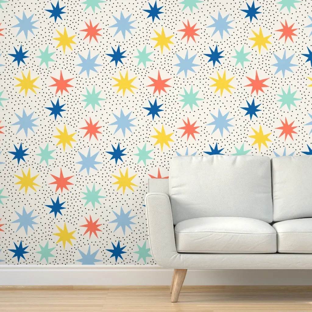 Enora Multicolour Stars Peel and Stick Wallpaper - Cream product