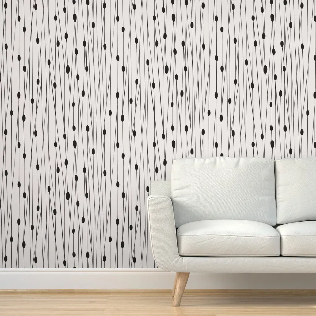 Entangled Abstract Linear Dot Peel and Stick Wallpaper - Black product