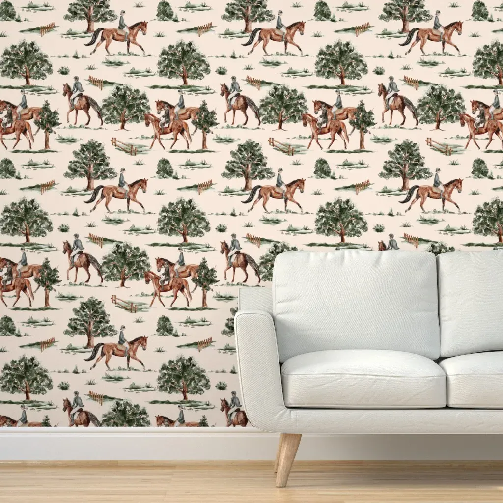 Equestrian Countryside Peel and Stick Wallpaper - Brown product