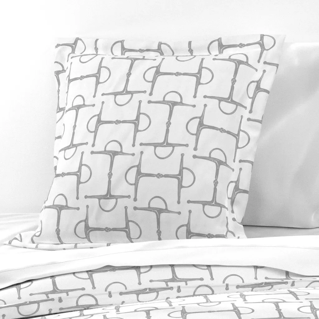 Equestrian Full Cheek Snaffle Bit Euro Pillow Sham - Light Gray product