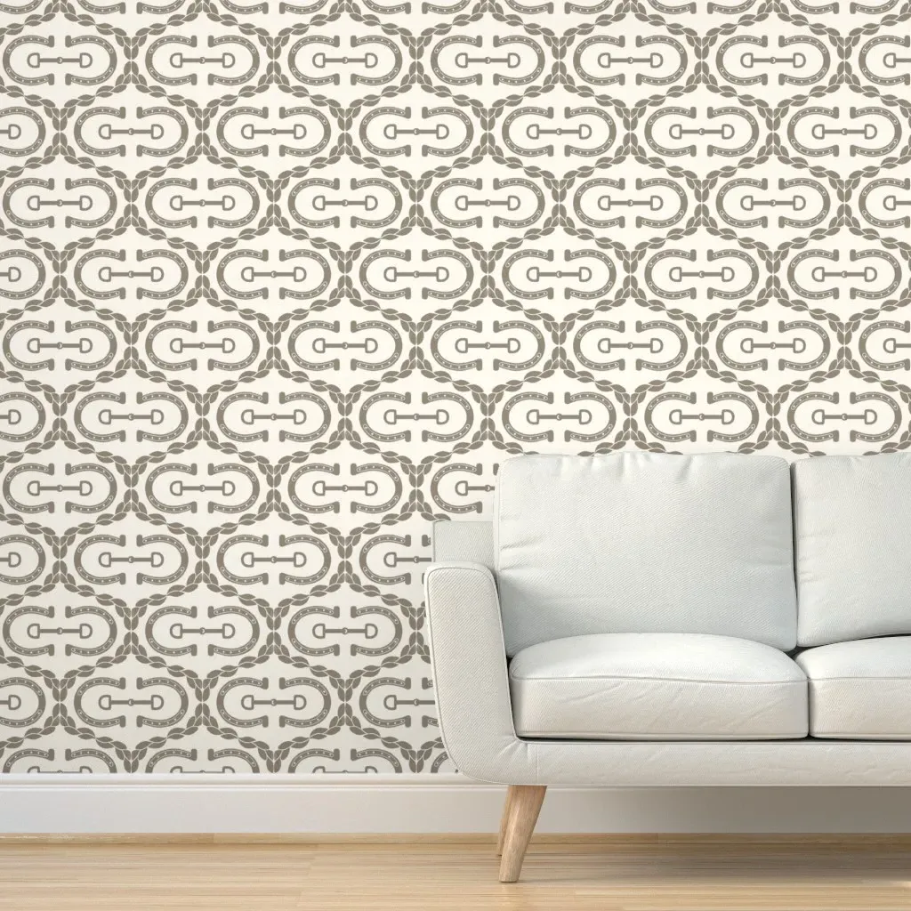 Equestrian Horseshoe Damask Peel and Stick Wallpaper - Taupe product