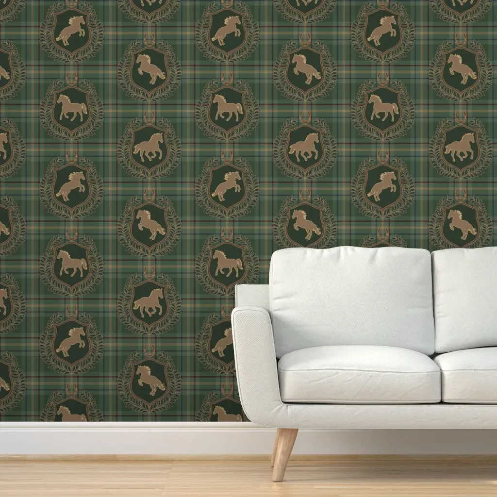 Equestrian Hunt Club Plaid Tartan Peel and Stick Wallpaper - Green product