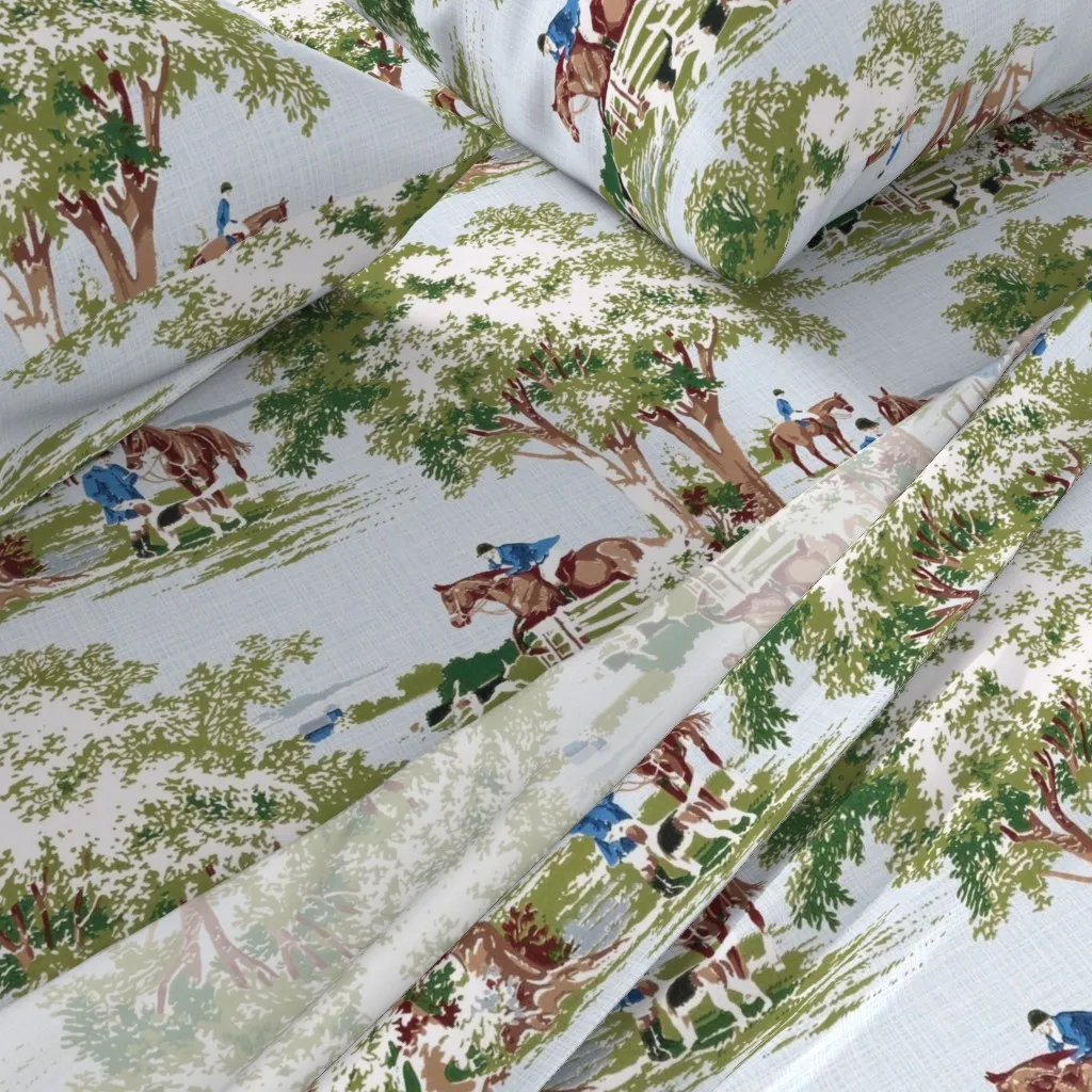 Equestrian Hunt Scene Twin Sheet Set - Green alternate view