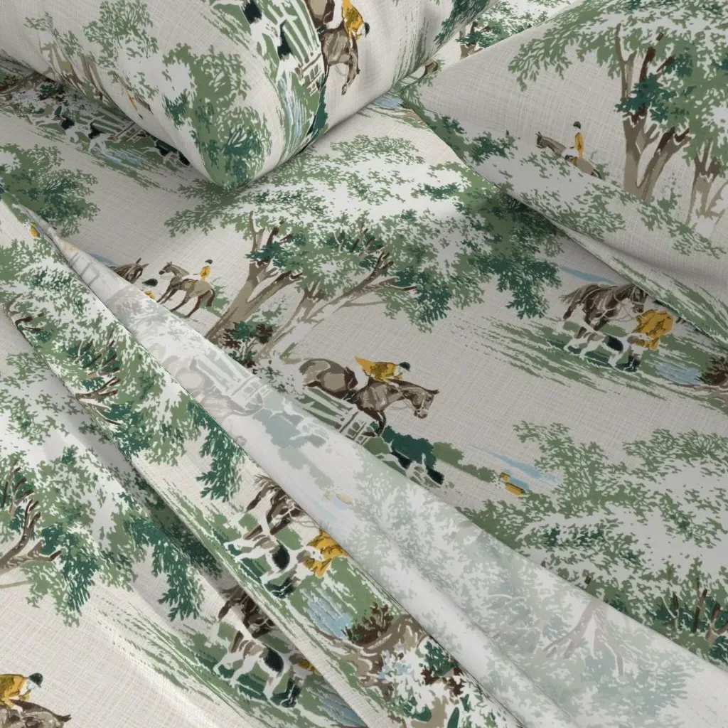 Equestrian Hunter Scene In Gold Full Sheet Set - Green alternate view