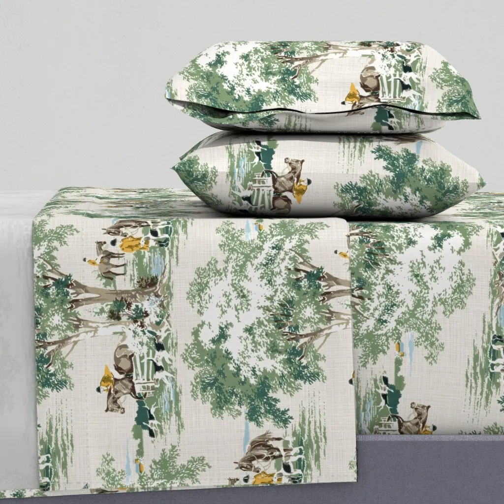 Equestrian Hunter Scene In Gold Full Sheet Set - Green product