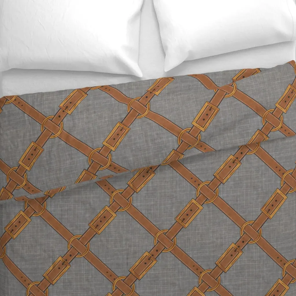 Equestrian Leather Duvet Cover - Brown alternate view