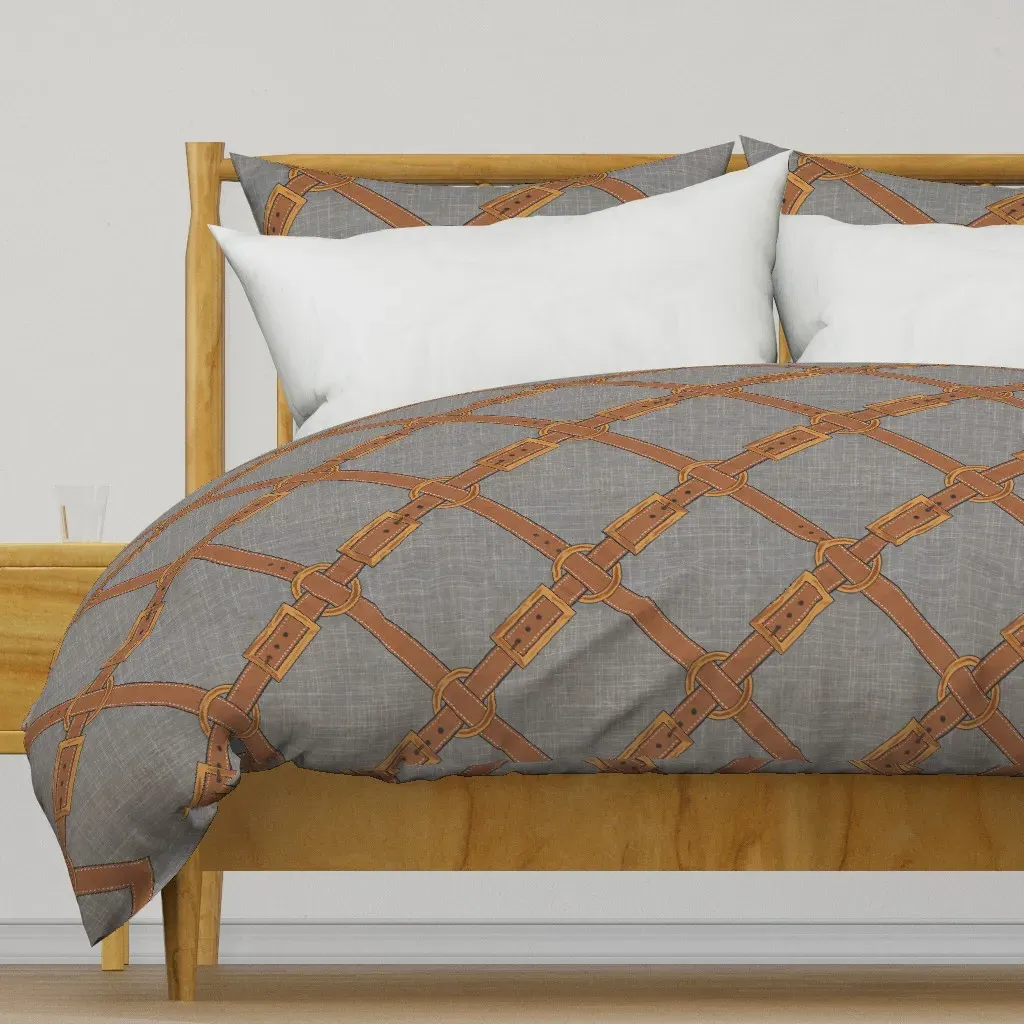Equestrian Leather Duvet Cover - Brown product