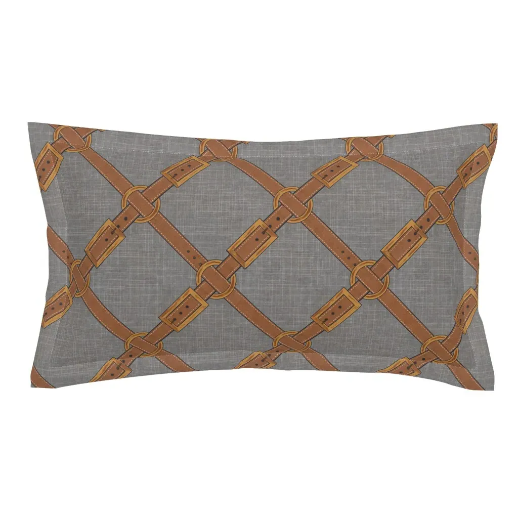 Equestrian Leather Straps King Pillow Sham - Brown product