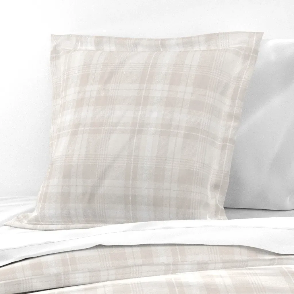 Equestrian Linen Plaid Euro Pillow Sham - Beige product