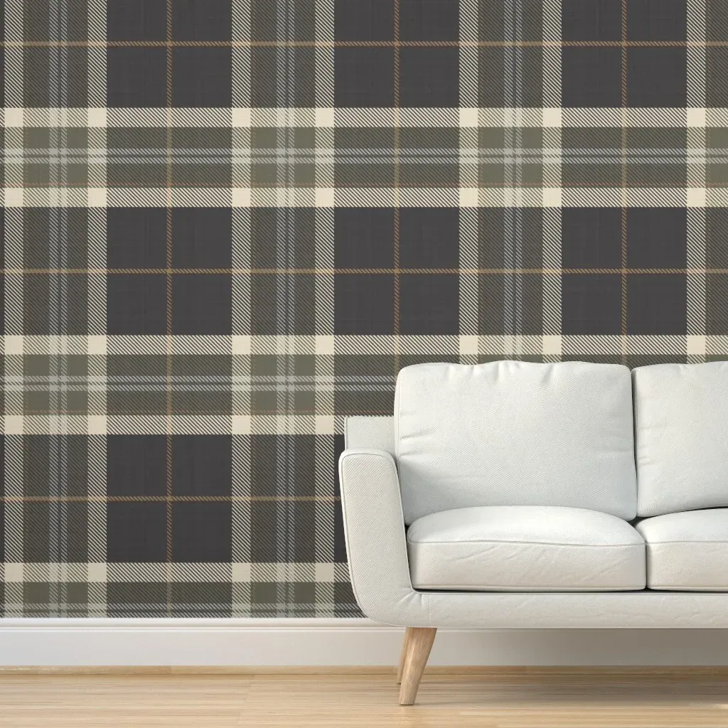 Equestrian Plaid Heritage Tartan Peel and Stick Wallpaper - Green, Beige product