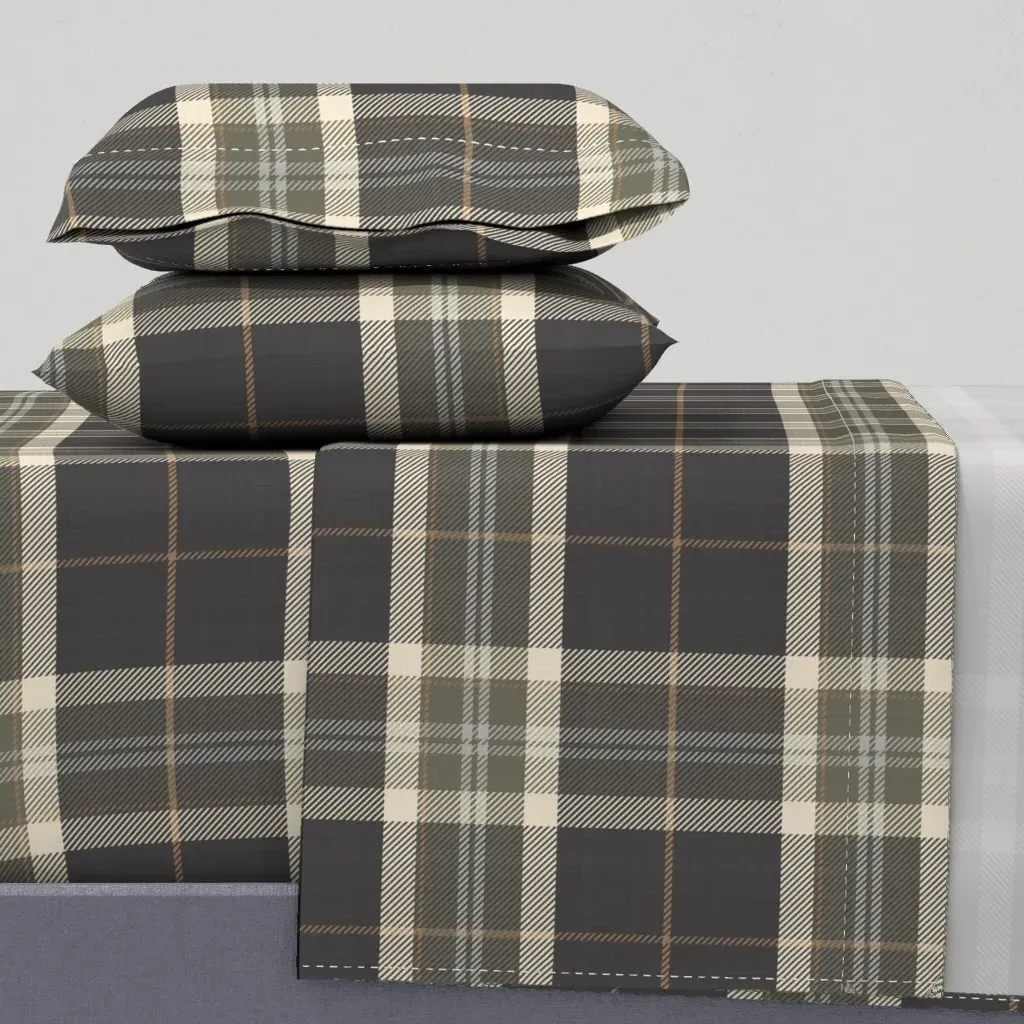 Equestrian Plaid Heritage Tartan Twin XL Sheet Set - Green & Beige product