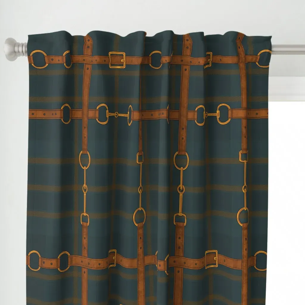 Equestrian Tartan Curtain Panel - Brown alternate view