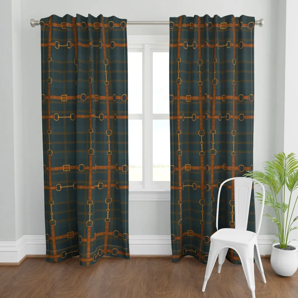 Equestrian Tartan Curtain Panel - Brown product