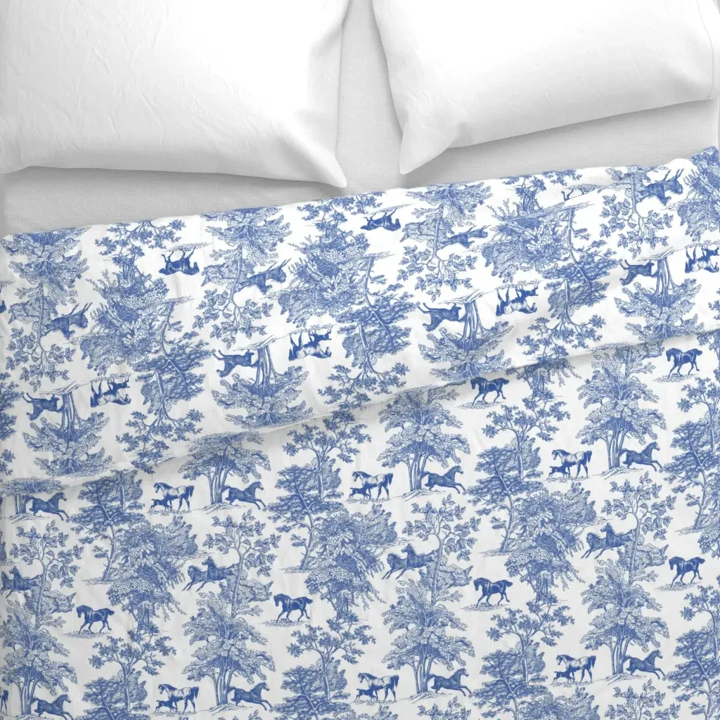 Equestrian Toile Duvet Cover - Blue alternate view