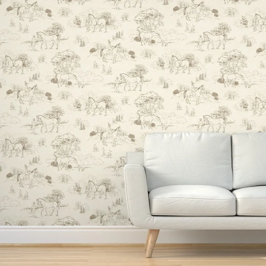 Equestrian Toile Peel and Stick Wallpaper - Beige product