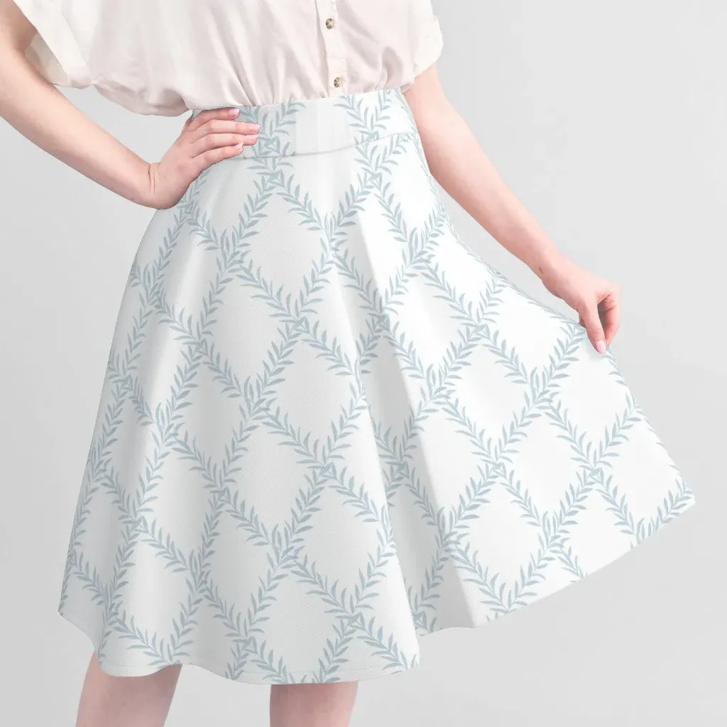 Erin Leafy Trellis Sport Pique Printed Fabric - White, Pique alternate view