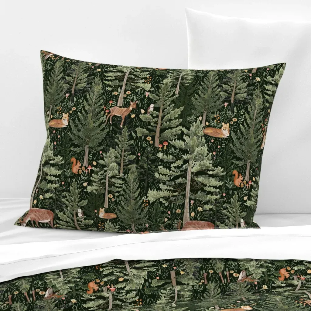 Escape To Wilderness Standard Knife Edge Pillow - Dark Green, Cotton Sateen product