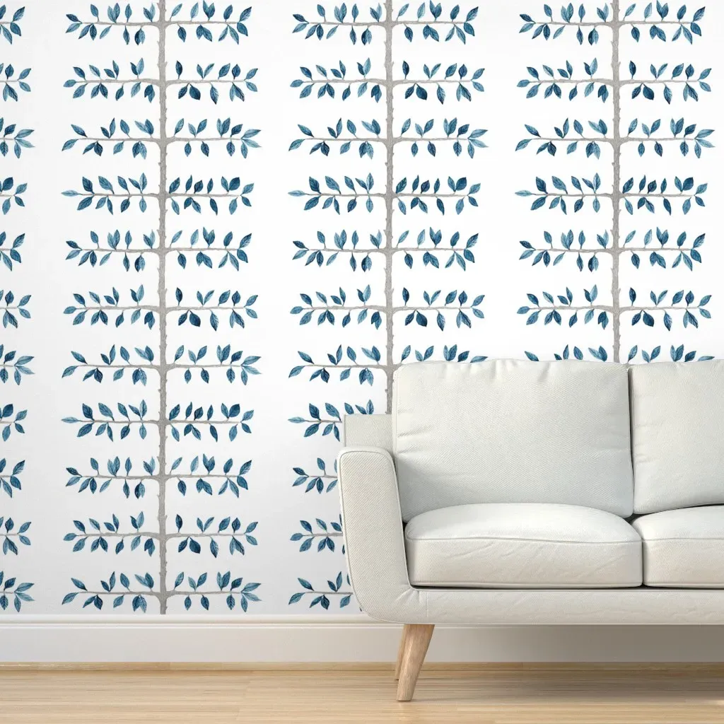 Espalier Branch Peel and Stick Wallpaper - Blue product