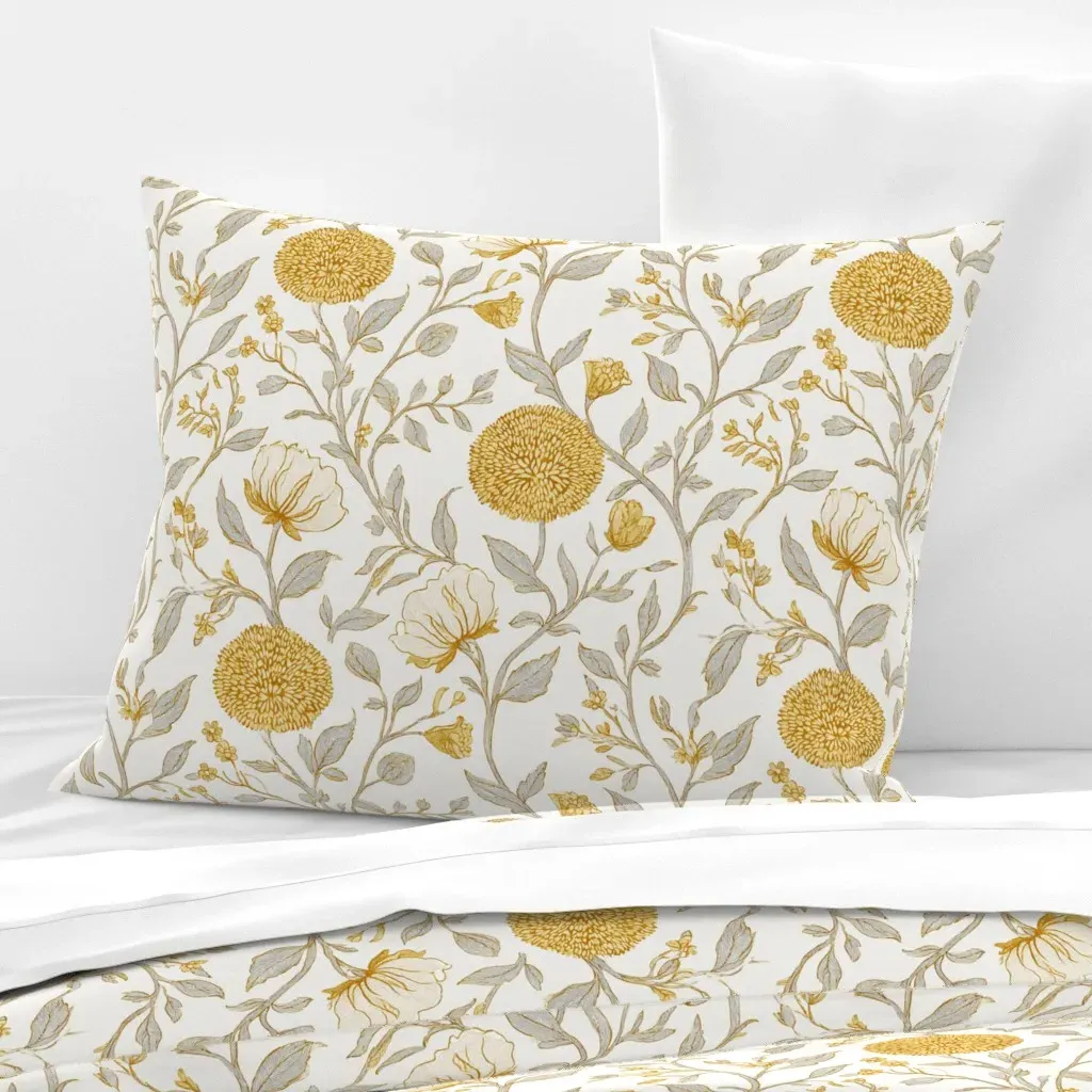 Etched Bloom Standard Knife Edge Cushion Cover - Gold, Cotton Sateen product