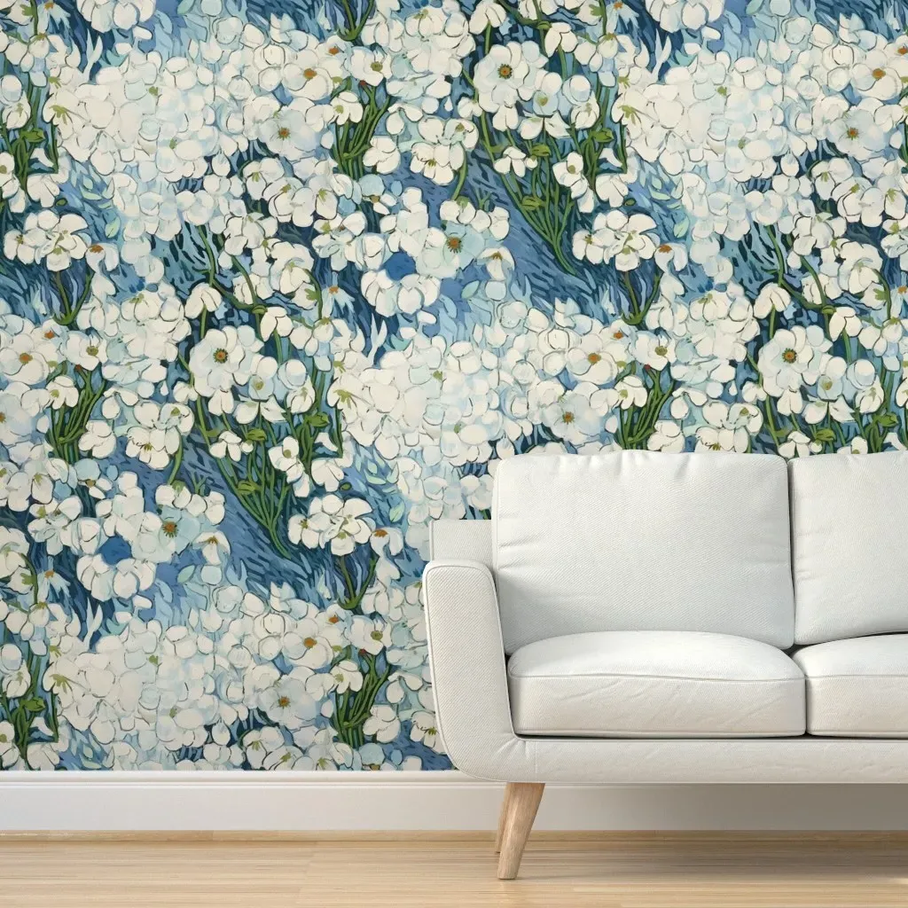 Eternal Spring Vangogh Wildflowers Peel and Stick Wallpaper - White product