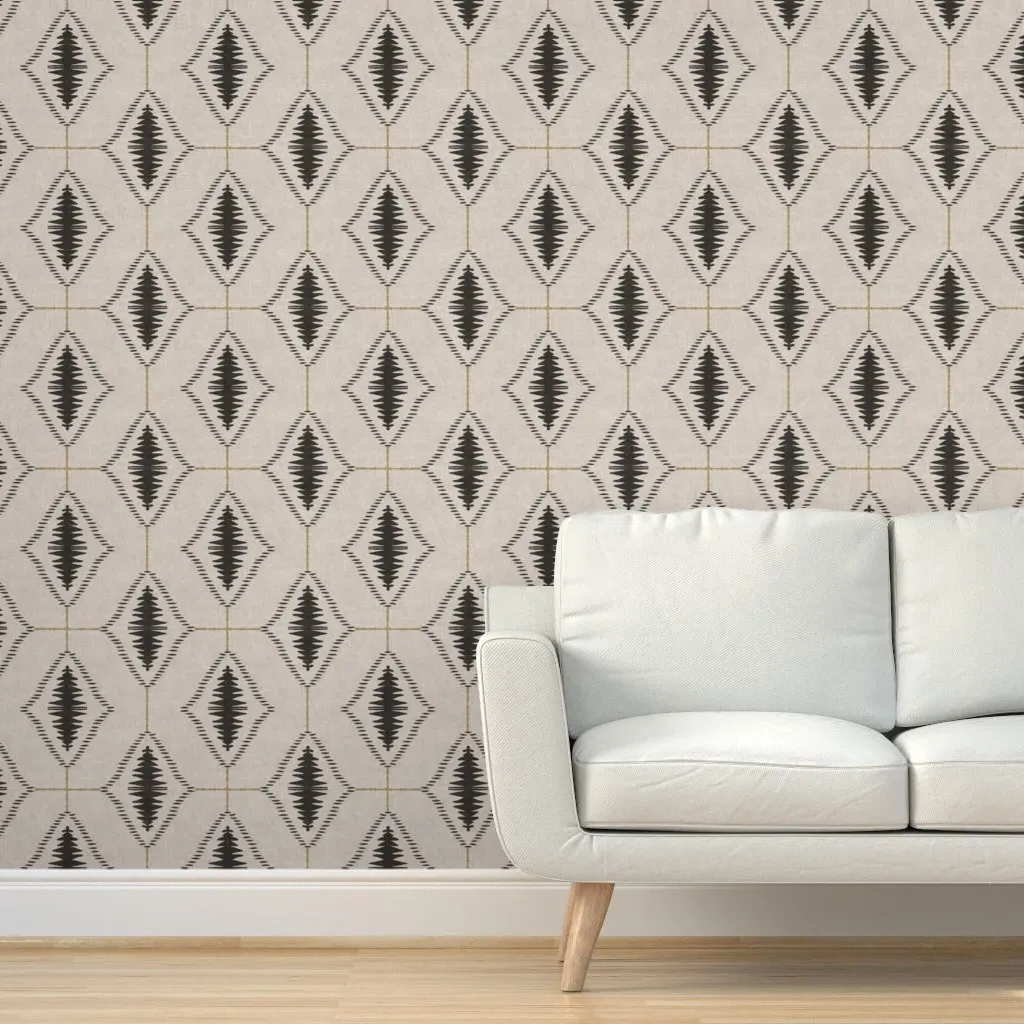 Ethnic Linework Peel and Stick Wallpaper - Black, Linen product
