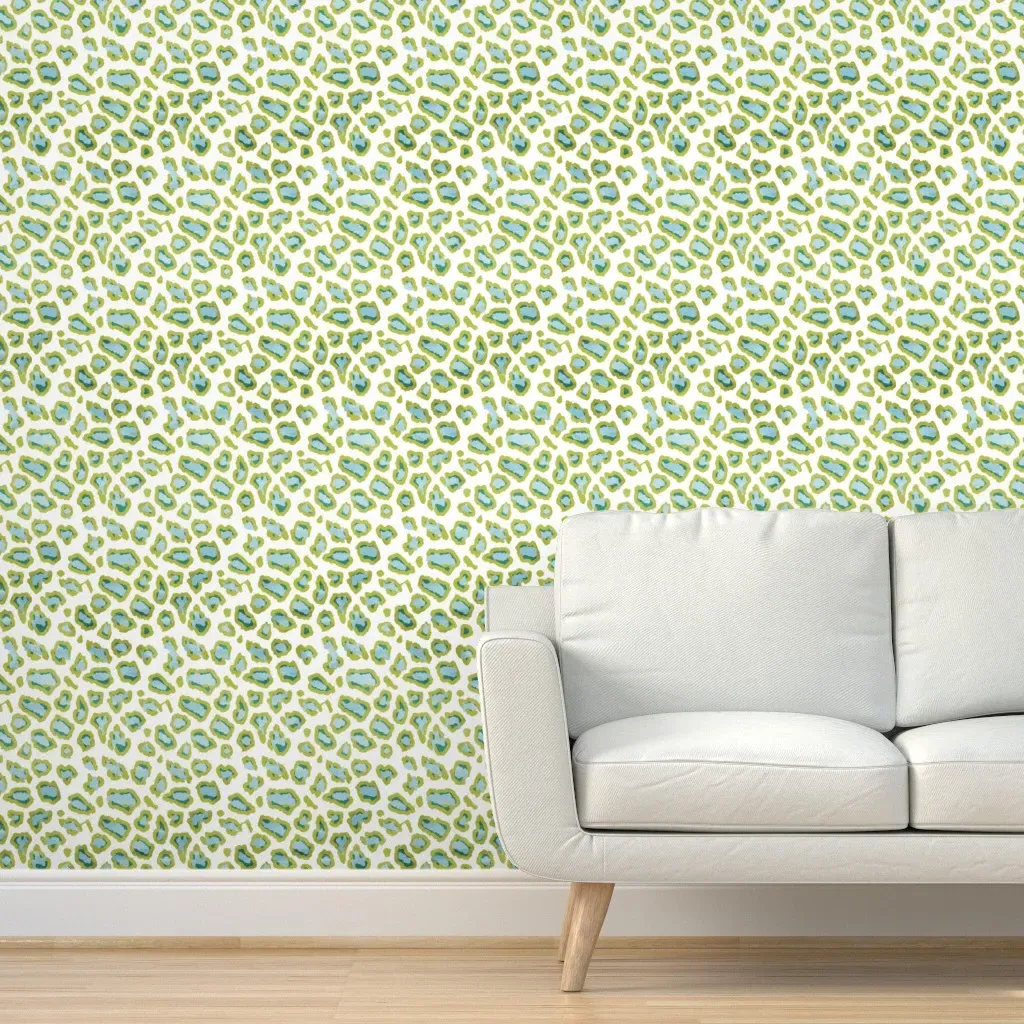 Etosha Leopard Peel and Stick Wallpaper - Blue, Green product