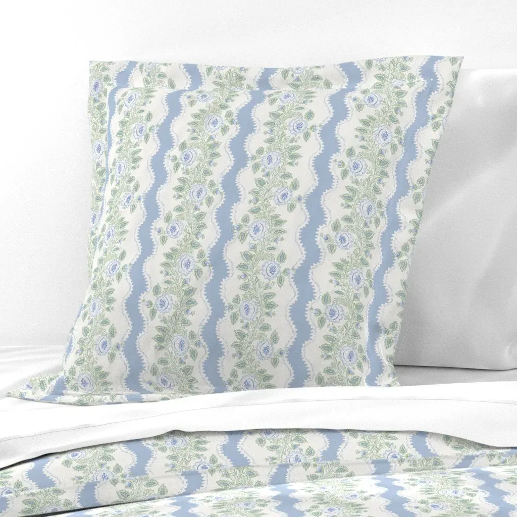 Etta Floral Stripe Euro Pillow Sham - Light Blue product