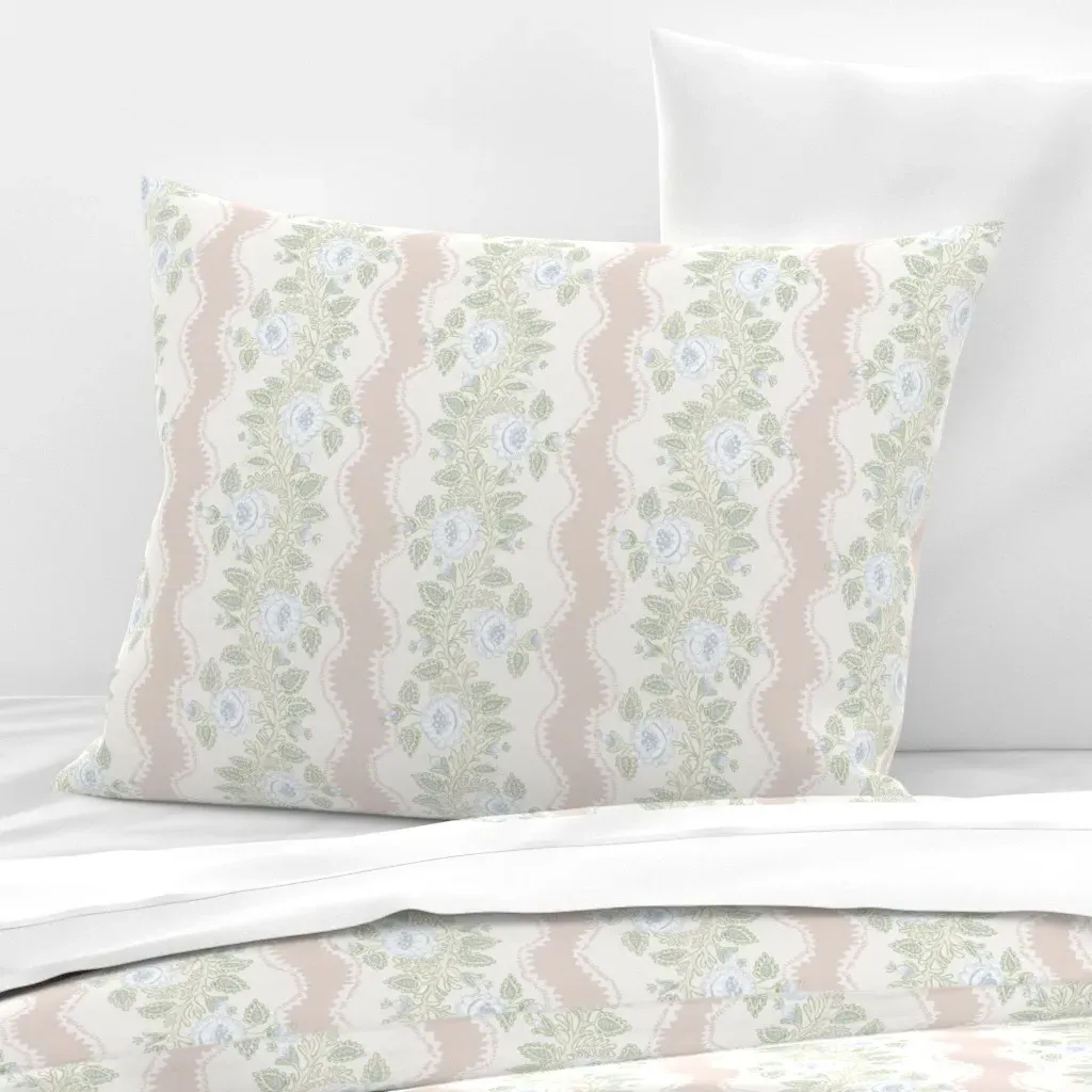 Etta Floral Stripe Standard Knife Edge Cushion - Ash Rose, Cotton Sateen product