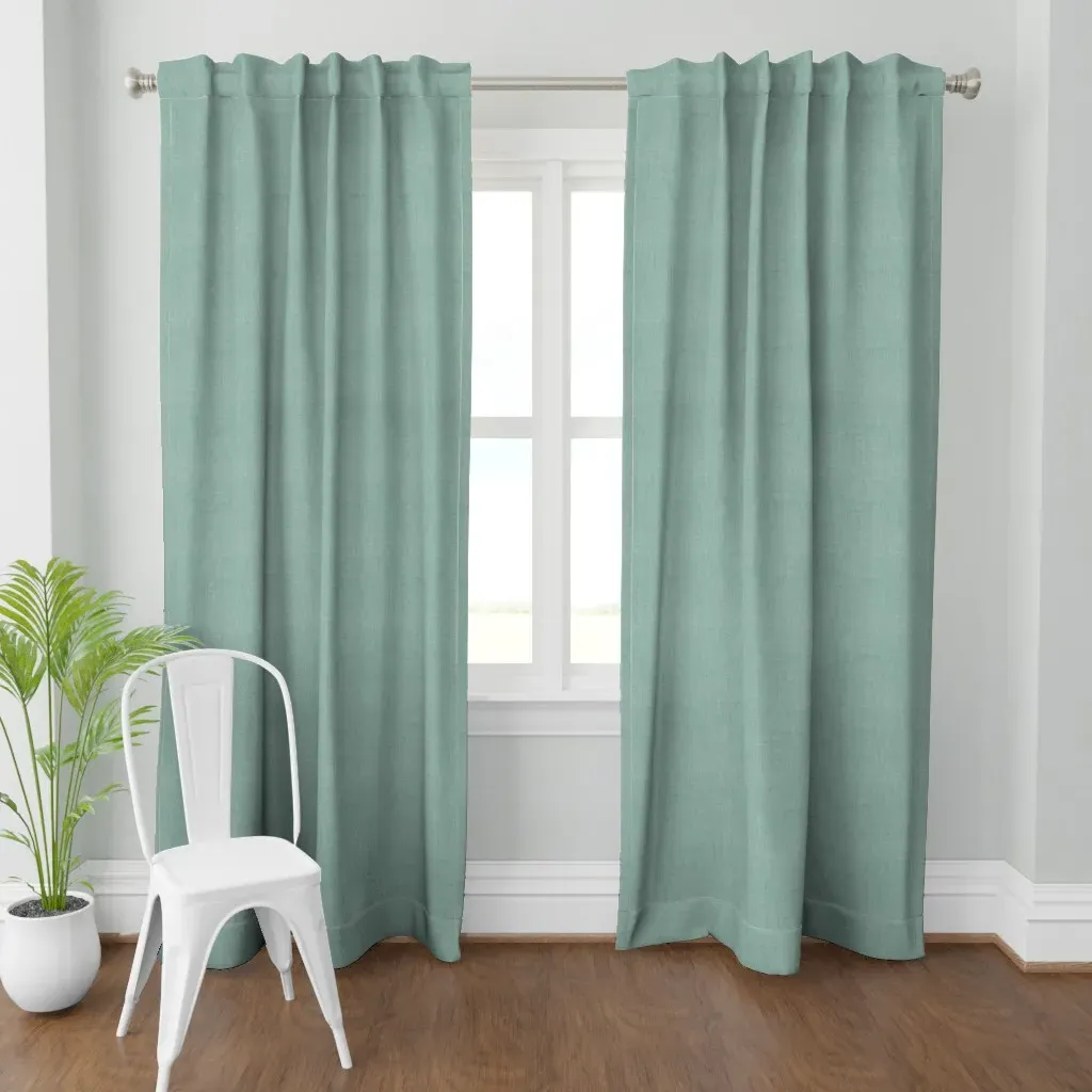 Eucalyptus Green Linen Curtain Panel - Teal product