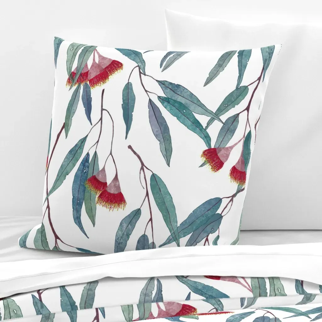 Eucalyptus Leaves And Flowers Euro Pillow Sham - Pink product