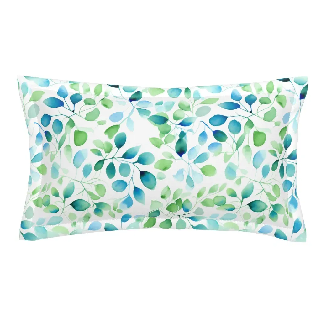Eucalyptus Leaves Botanical Watercolor King Pillow Sham - Green product