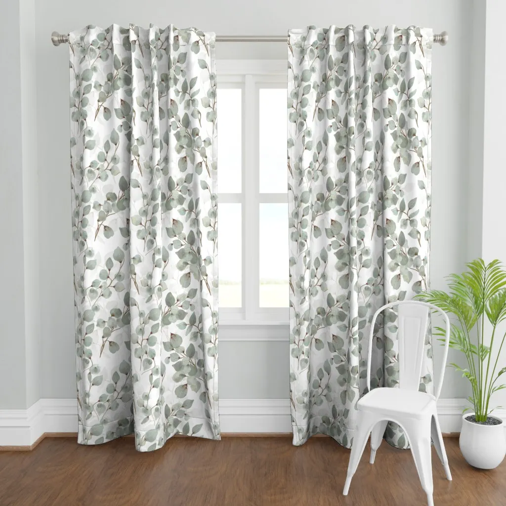 Eucalyptus Leaves Curtain Panel - Dusty Green product