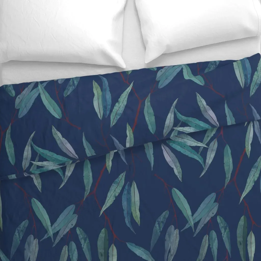 Eucalyptus Leaves Duvet Cover - Teal alternate view