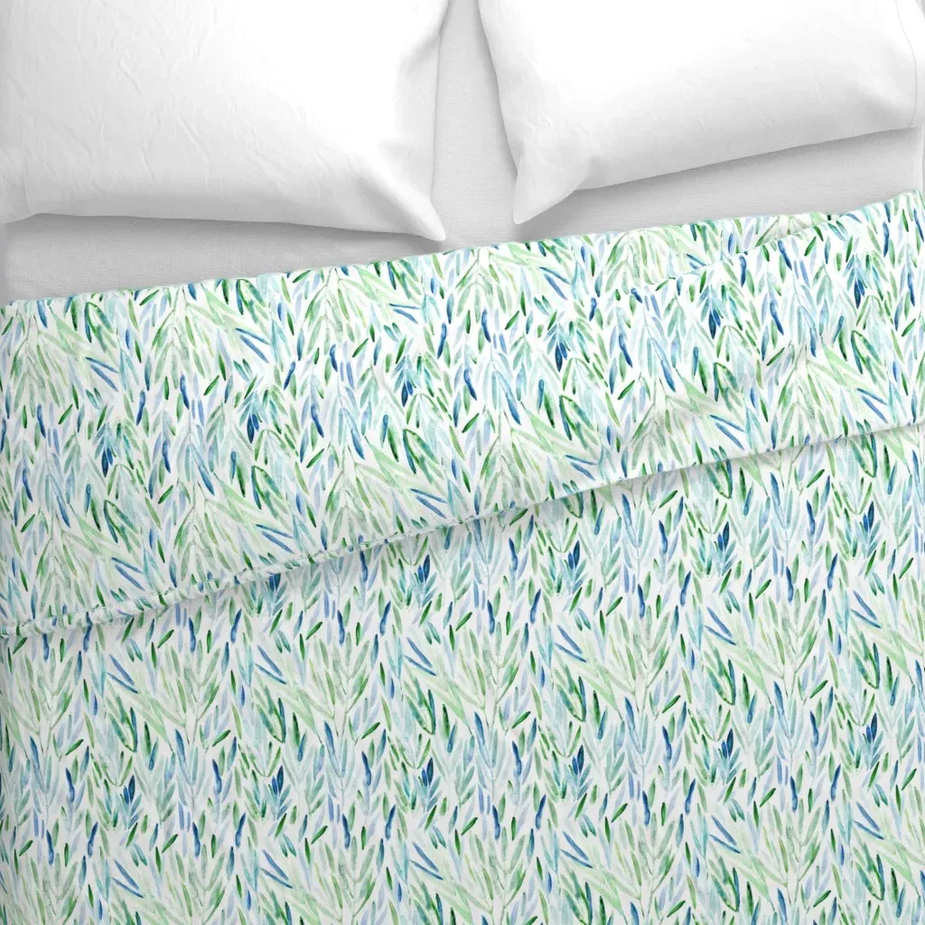 Eucalyptus Leaves Watercolor Duvet Cover - Green alternate view