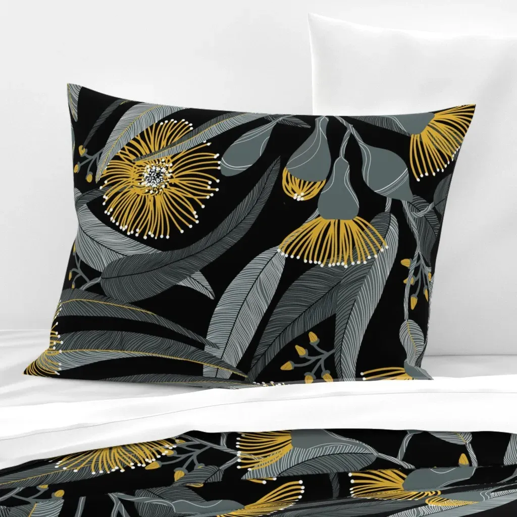 Eucalyptus Standard Knife Edge Cushion Cover - Gold, Cotton Sateen product