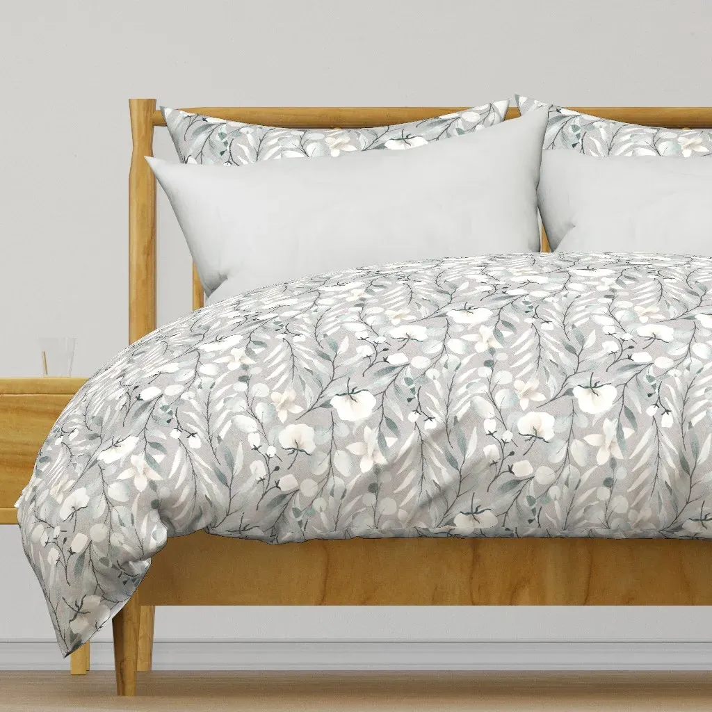 Eucalyptus Wedding On Silver Duvet Cover - Dusty Blue product