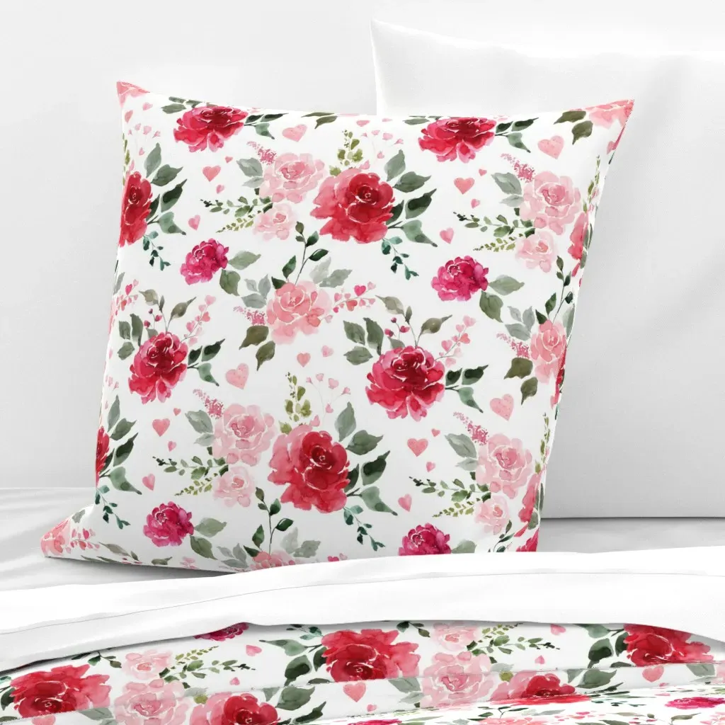 Euphoria Valentine Florals Large Euro Pillow Sham - Red product