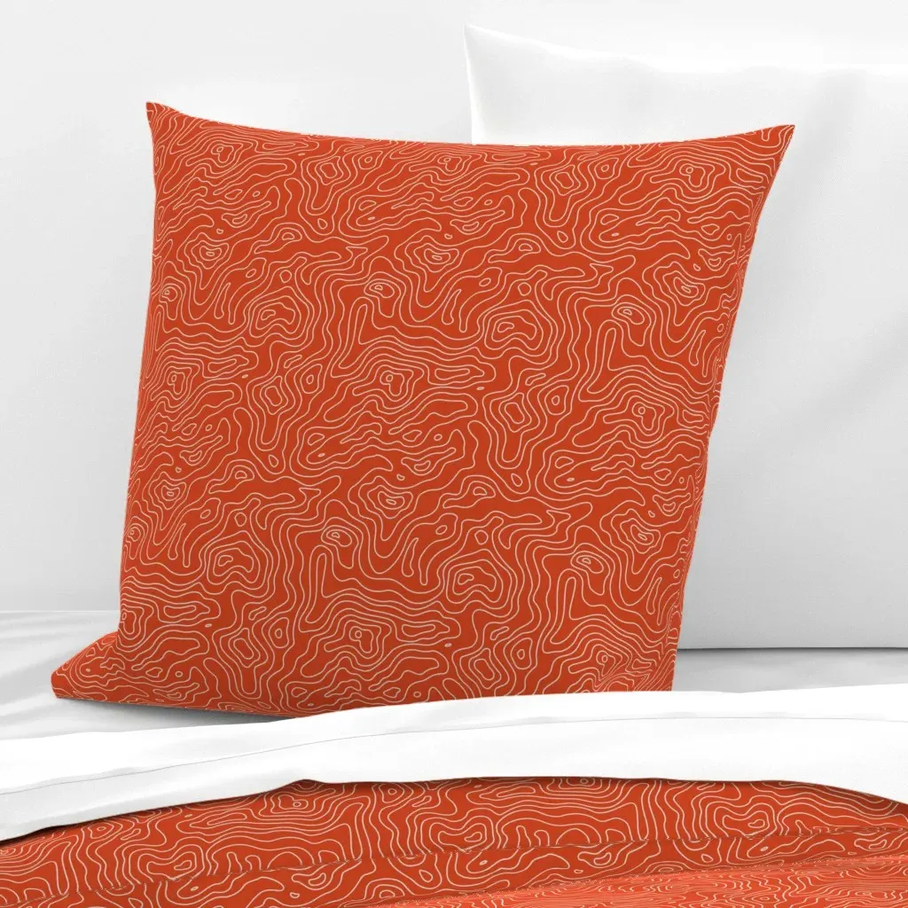 Euro Pillow Sham Topographic Wave Stripe - Red Orange, White product