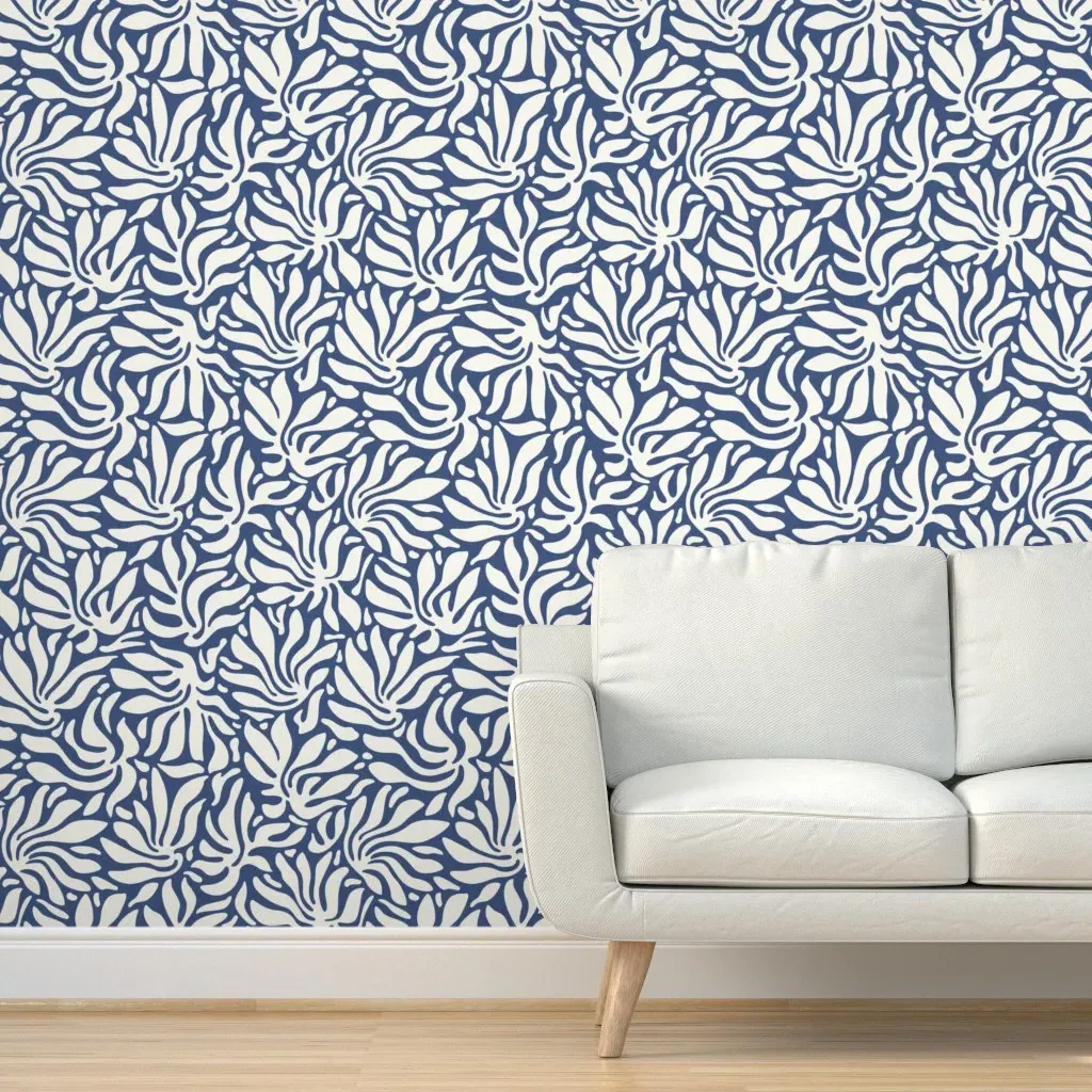 Eva Matise Exotic Flowers Peel and Stick Wallpaper - Vintage Blue product