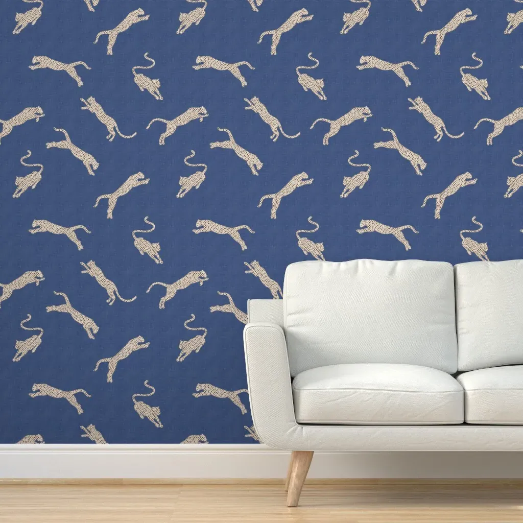 Eva Matise Leopards On Blue Peel and Stick Wallpaper - Denim Blue product
