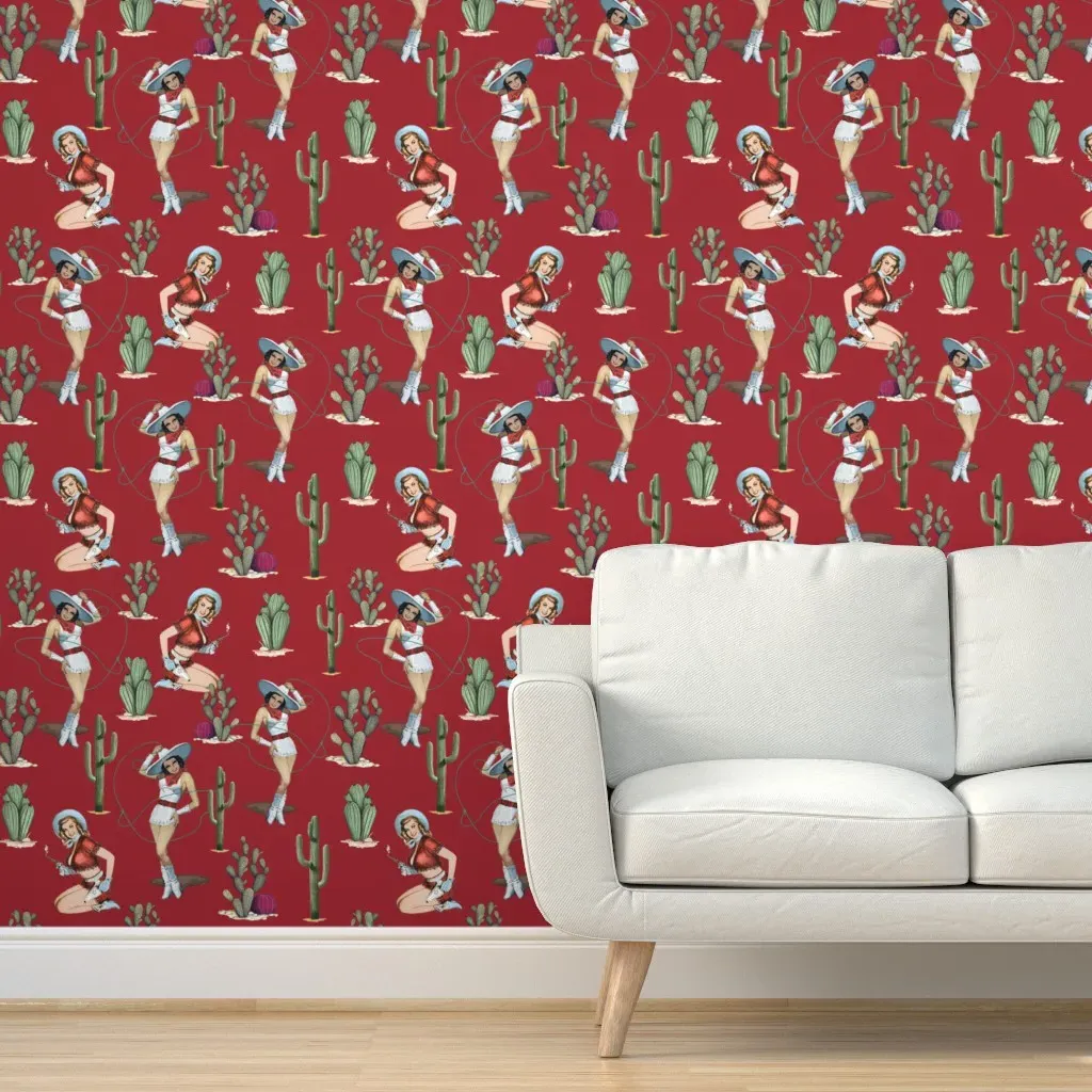 Even Cowgirls Get The Blues Peel and Stick Wallpaper - Red product