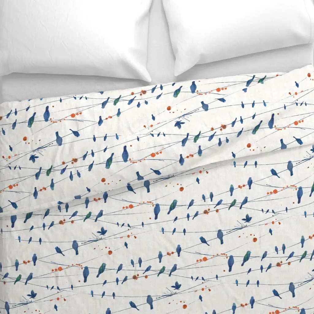 Evening Birds Duvet Cover - Blue alternate view