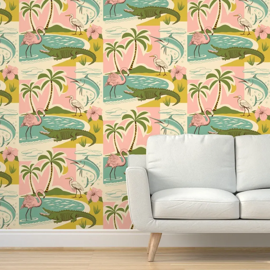 Everglades Peel and Stick Wallpaper - Pink product