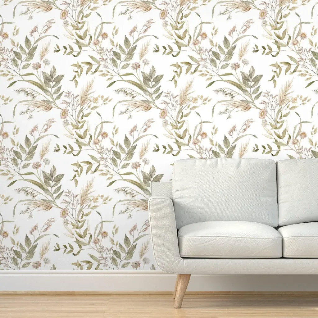 Everlasting Flora Dried Flower Vine Peel and Stick Wallpaper - Beige product