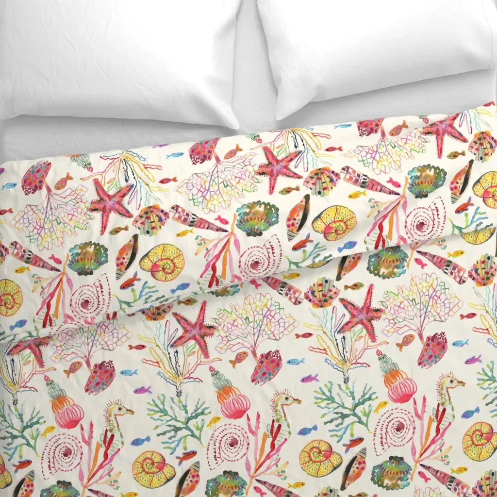 Every Seashell Has A Story Duvet Cover - Yellow alternate view