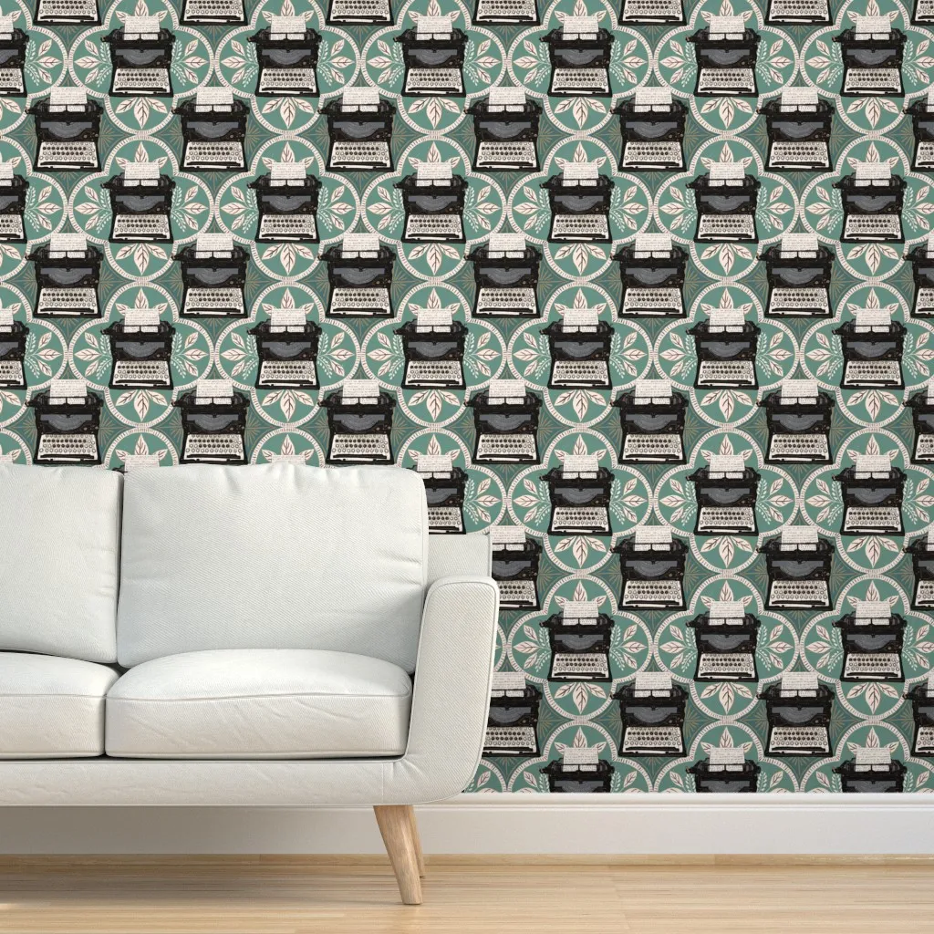 Everything Happens Typewriters Peel and Stick Wallpaper - Black product